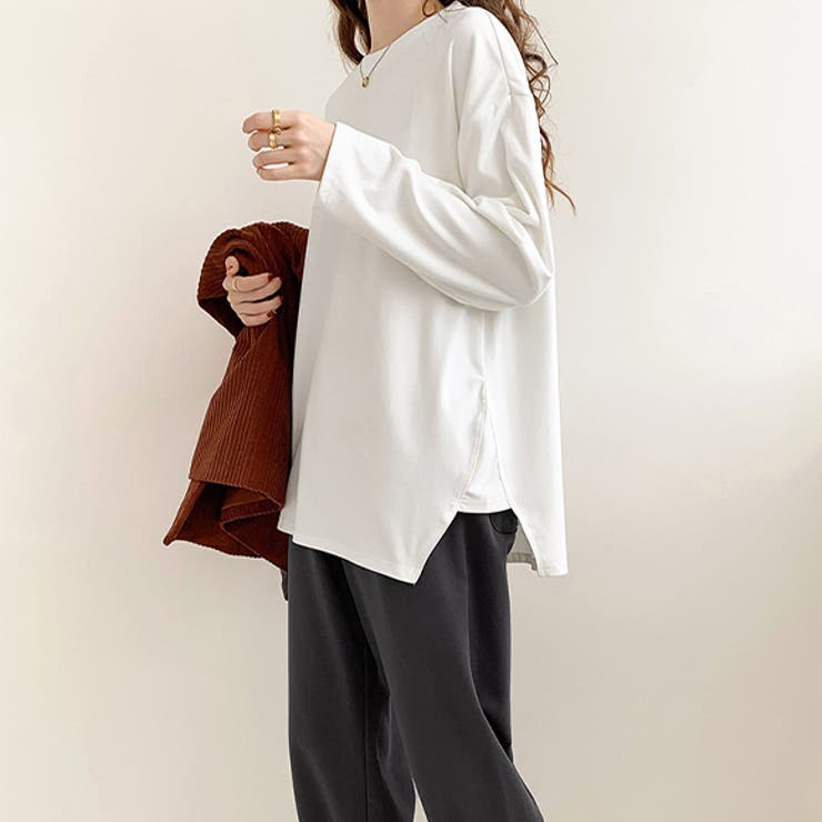 トップス　ロングTシャツ 長袖カットソー Tシャツ 男女兼用 通販 カットソー 長袖Tシャツ