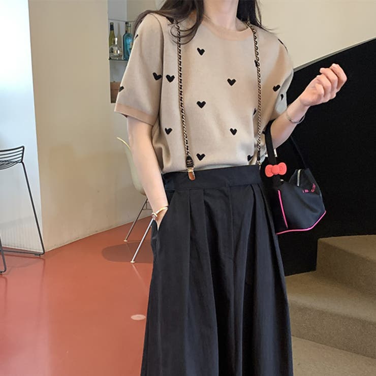 トップス ハート柄 ハート[品番：ZI000010140]｜IRADOWL（アイラドール