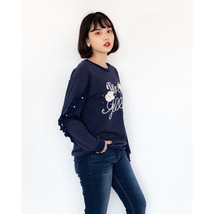 ガーリーデザイン薄手トレーナー 長袖 トップス | Frenchic | 詳細画像13 