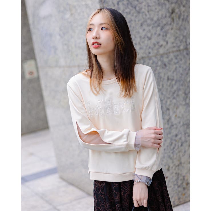 袖あき メッシュレイヤード プルオーバー | Frenchic | 詳細画像1 