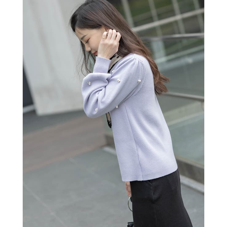 袖パールボリュームニット | Frenchic | 詳細画像1 