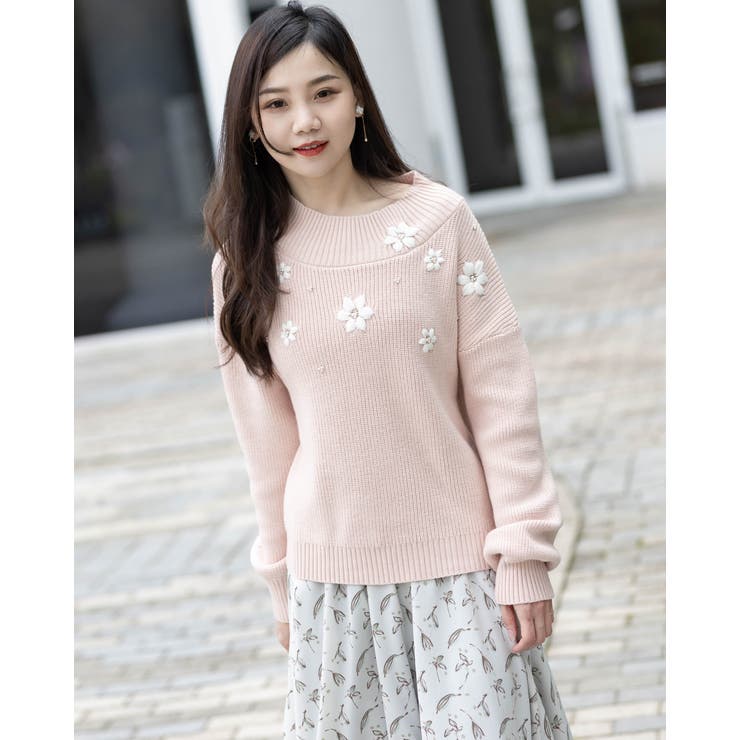 刺繍フラワーニット | Frenchic | 詳細画像2 