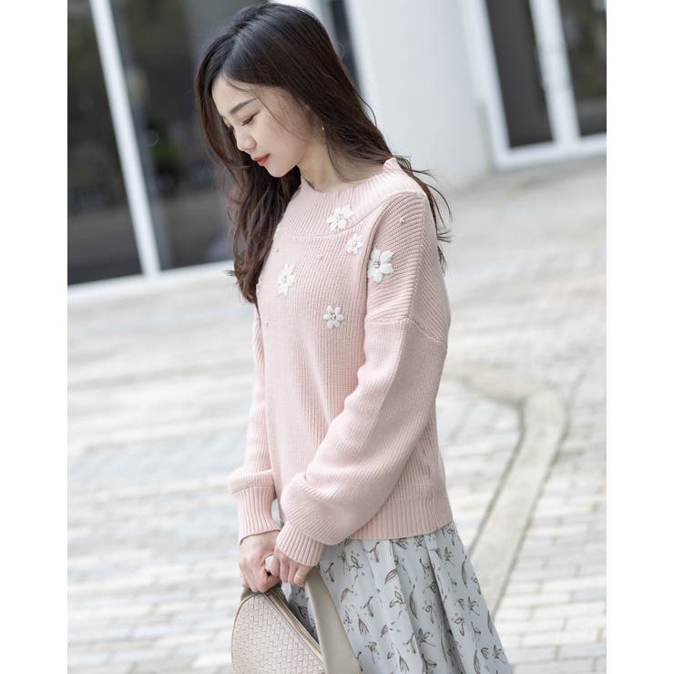 刺繍フラワーニット | Frenchic | 詳細画像4 