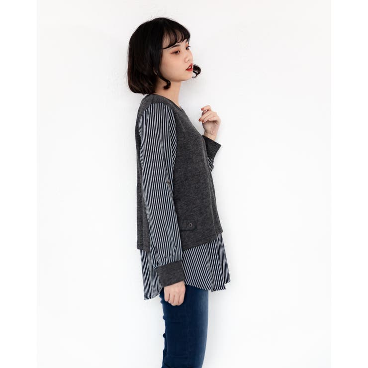 ストライプ柄アンサンブルトップス レーディス 長袖 | Frenchic | 詳細画像8 
