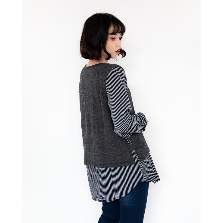 ストライプ柄アンサンブルトップス レーディス 長袖 | Frenchic | 詳細画像9 