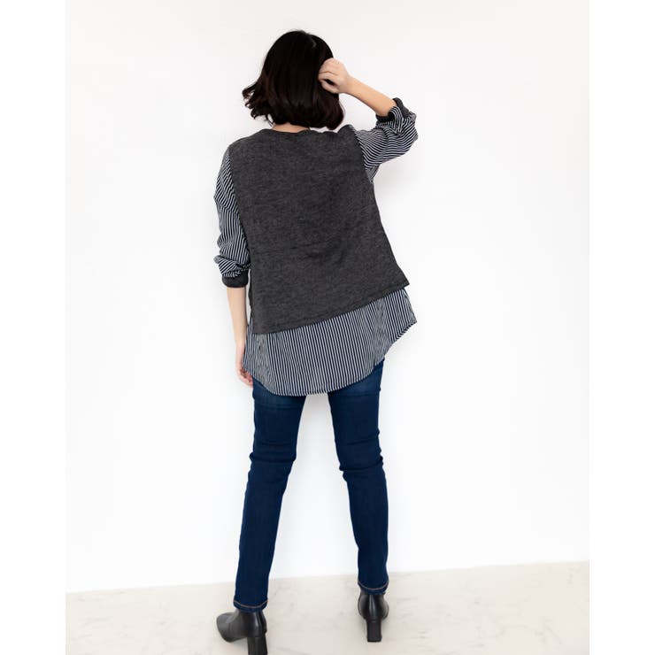 ストライプ柄アンサンブルトップス レーディス 長袖 | Frenchic | 詳細画像13 
