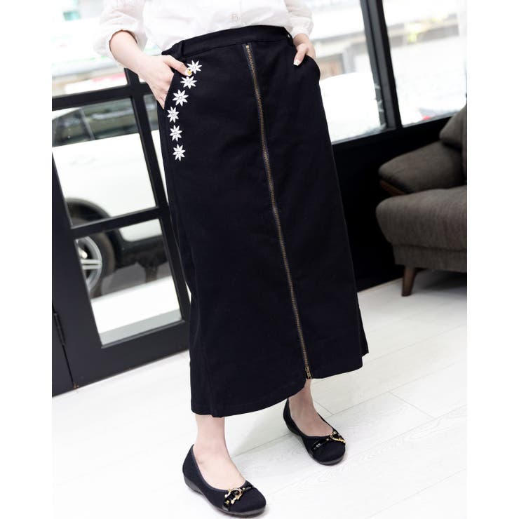 刺繍フロントZIPパンツ | Frenchic | 詳細画像1 