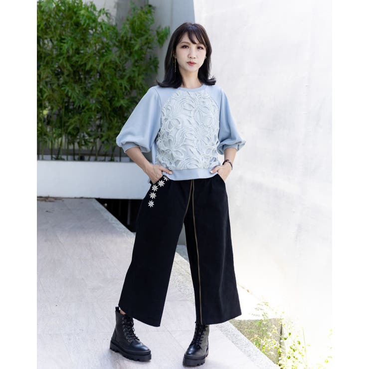 刺繍フロントZIPパンツ | Frenchic | 詳細画像2 