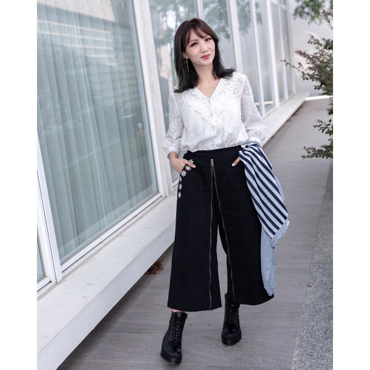 刺繍フロントZIPパンツ | Frenchic | 詳細画像8 