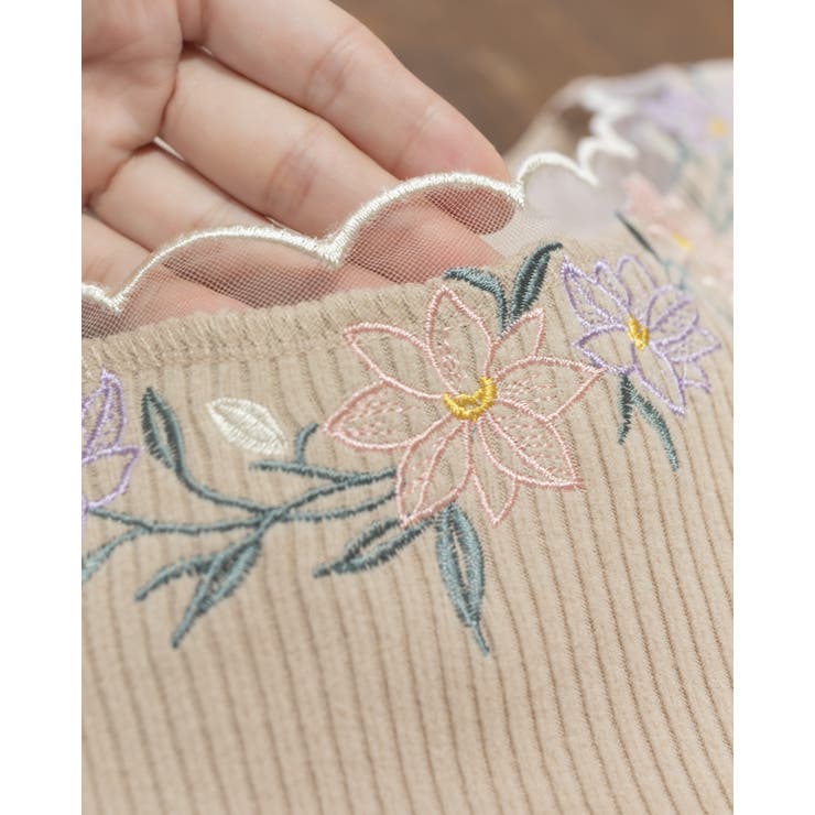 花柄刺繡リブニットトップス | Frenchic | 詳細画像10 