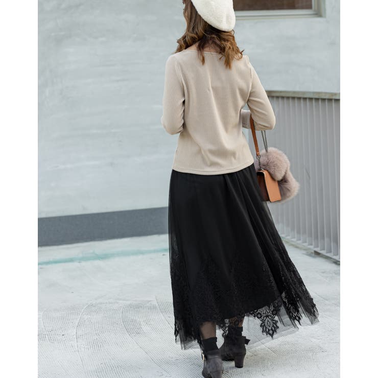 花柄刺繡リブニットトップス | Frenchic | 詳細画像2 