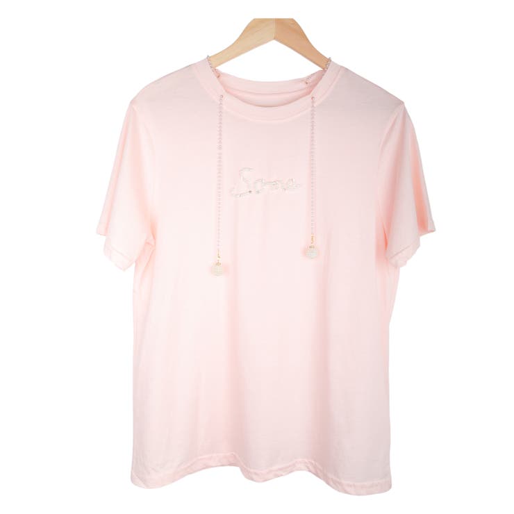 ライトピンク / Fサイズ | パールの紐付きブラウス レーディス 半袖 | Frenchic