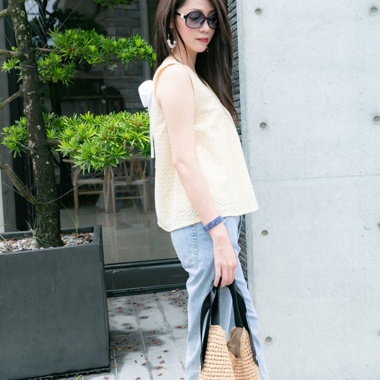 背中開きカットワークレーストップス レーディス ノースリーブ | Frenchic | 詳細画像9 