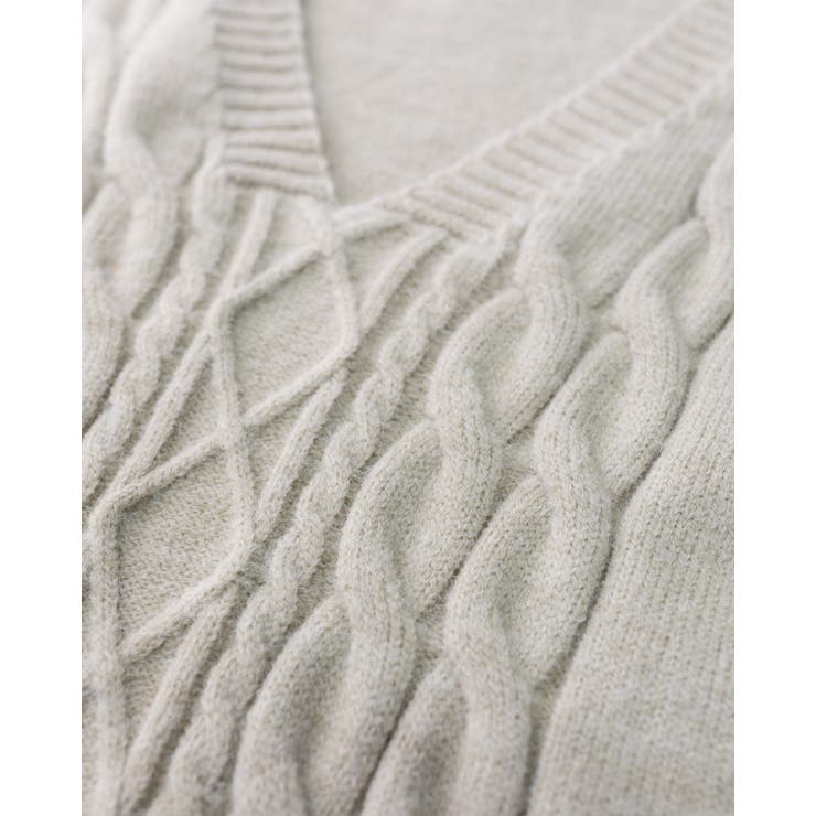 ショート丈 Vネック ケーブルニット | Frenchic | 詳細画像11 