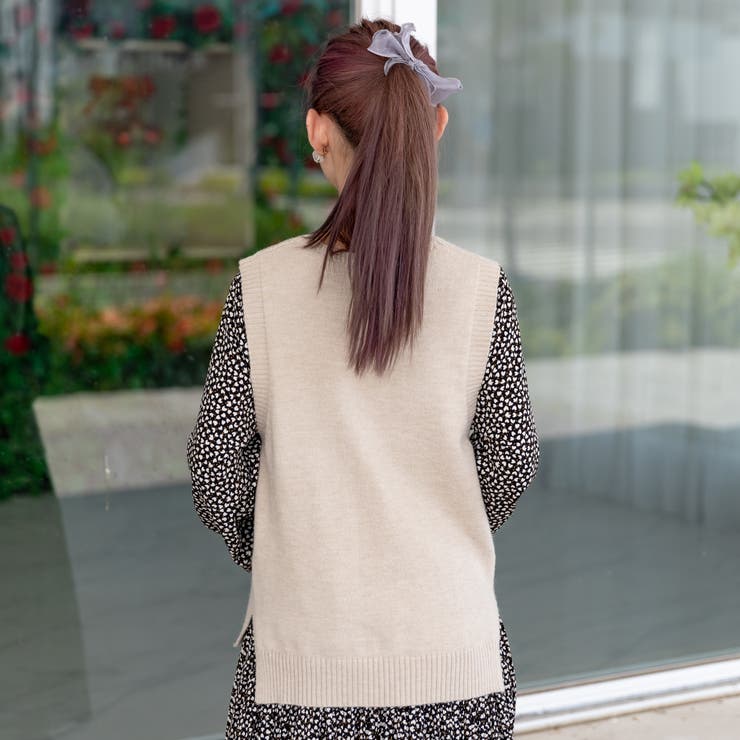 ショート丈 Vネック ケーブルニット | Frenchic | 詳細画像2 