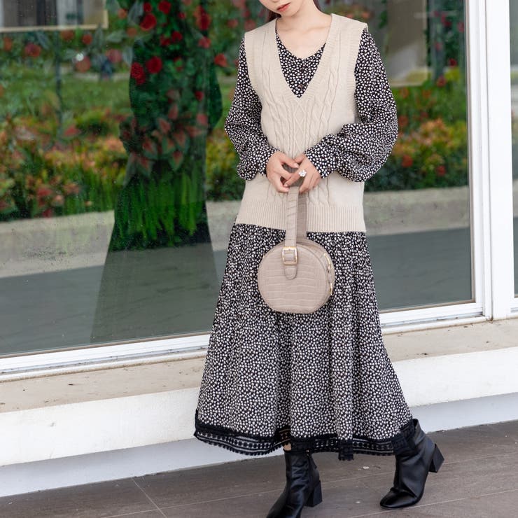 ショート丈 Vネック ケーブルニット | Frenchic | 詳細画像3 