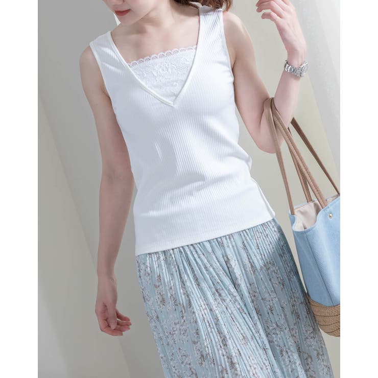 ホワイト | レースタンクトップ | Frenchic