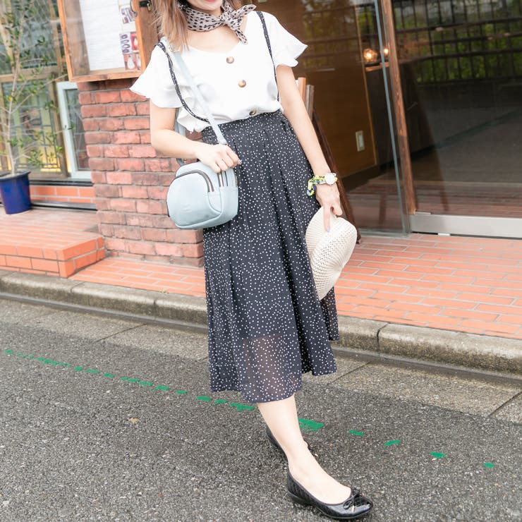 クロ/ Fサイズ | ドット柄サロペットワイドパンツ レーディス パンツ | Frenchic