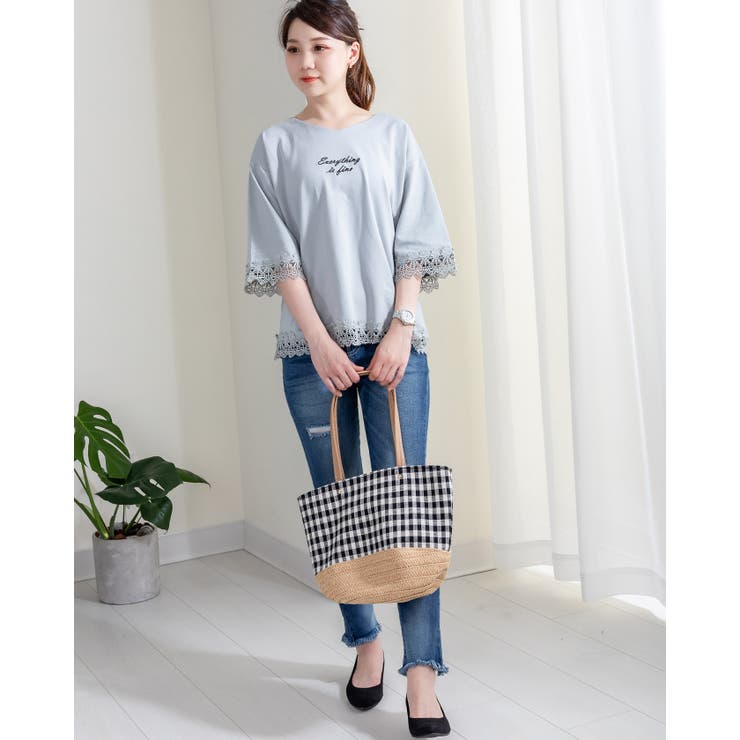 Ｔシャツ 文字刺繍 レース | Frenchic | 詳細画像9 