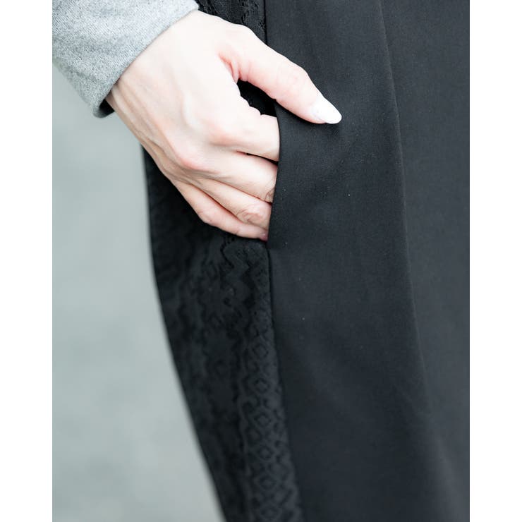 スリムサイドステッチ レースワイドパンツ | Frenchic | 詳細画像16 