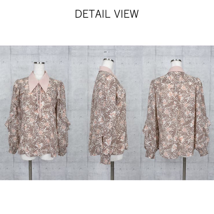 フラットカラーリボン紐結びフレア袖ブラウス | Frenchic | 詳細画像7 