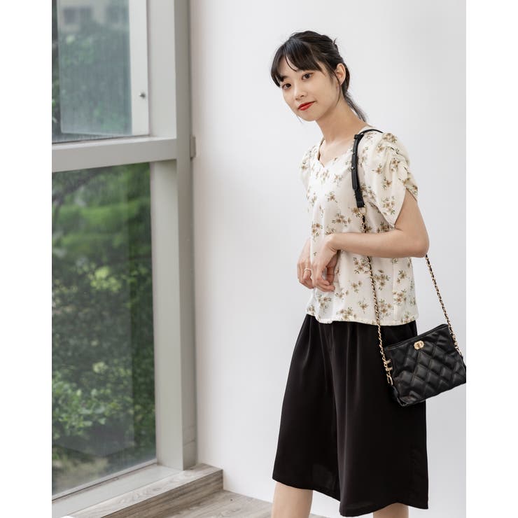 花柄パワショルシフォンブラウス | Frenchic | 詳細画像1 