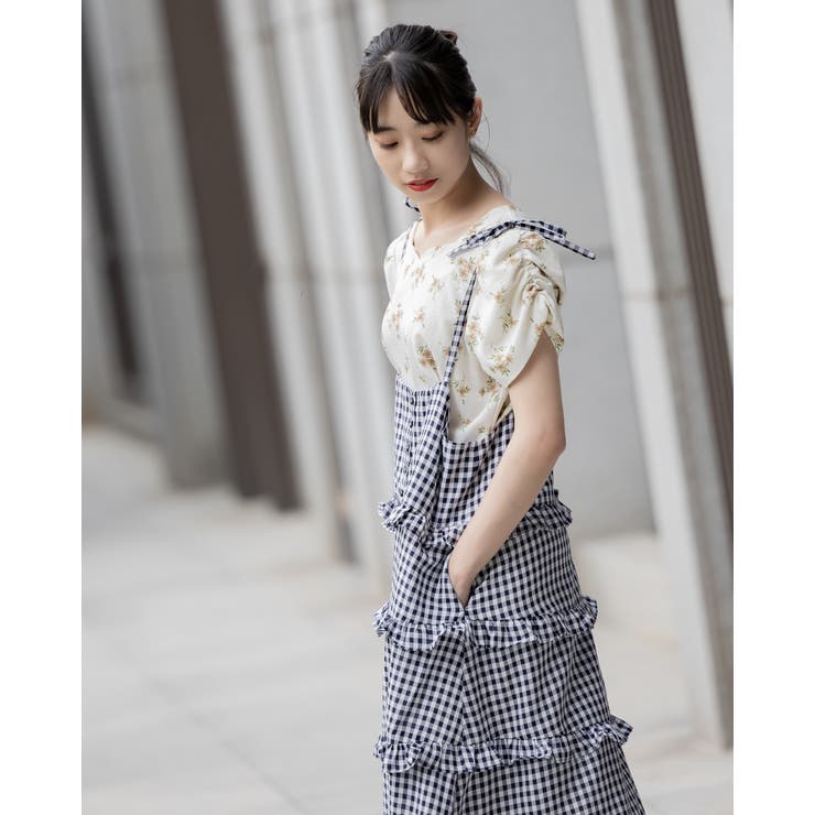 花柄パワショルシフォンブラウス | Frenchic | 詳細画像7 