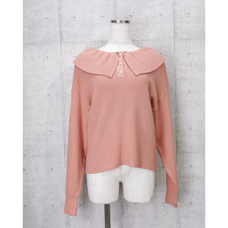 フリルカラーニットトップス ビビッドカラー | Frenchic | 詳細画像10 