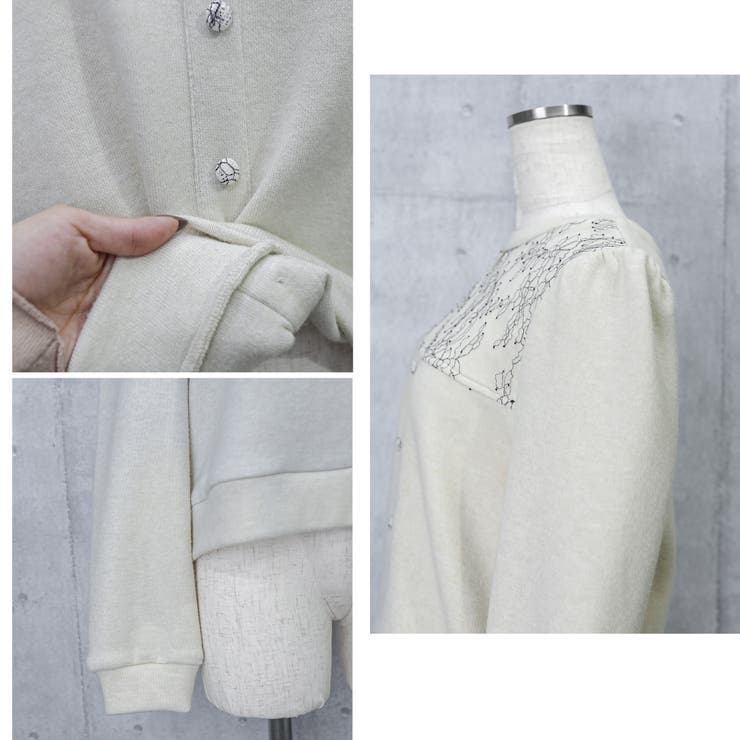 V堀りレース刺繍ニットトップス | Frenchic | 詳細画像9 