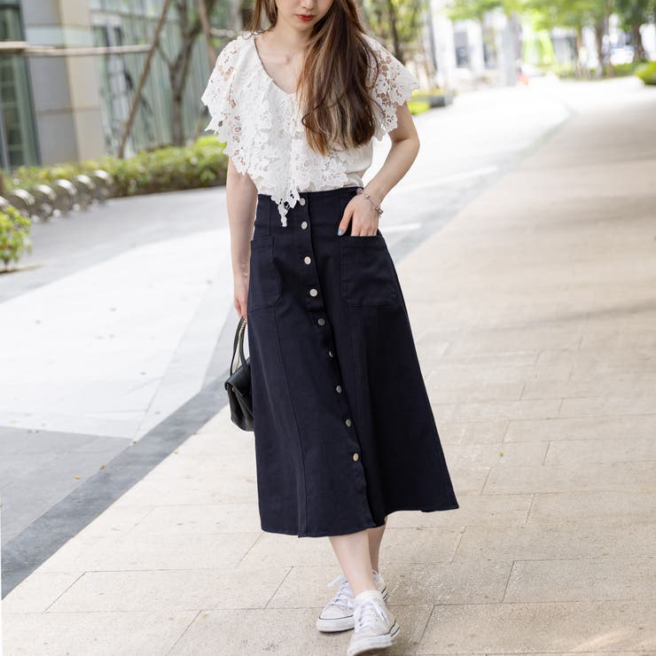 総レースフリルシフォンブラウス | Frenchic | 詳細画像13 