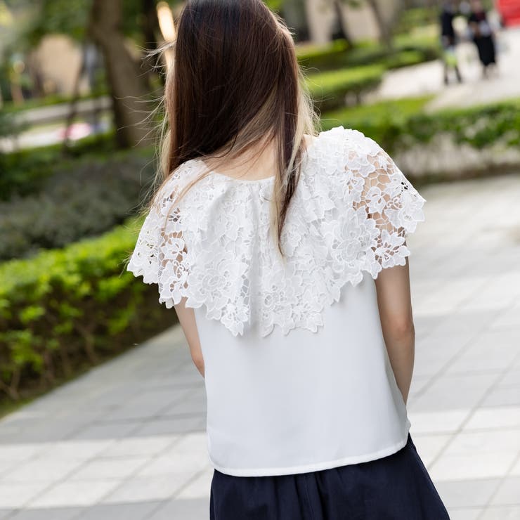 総レースフリルシフォンブラウス[品番：LVLW0000330]｜Frenchic