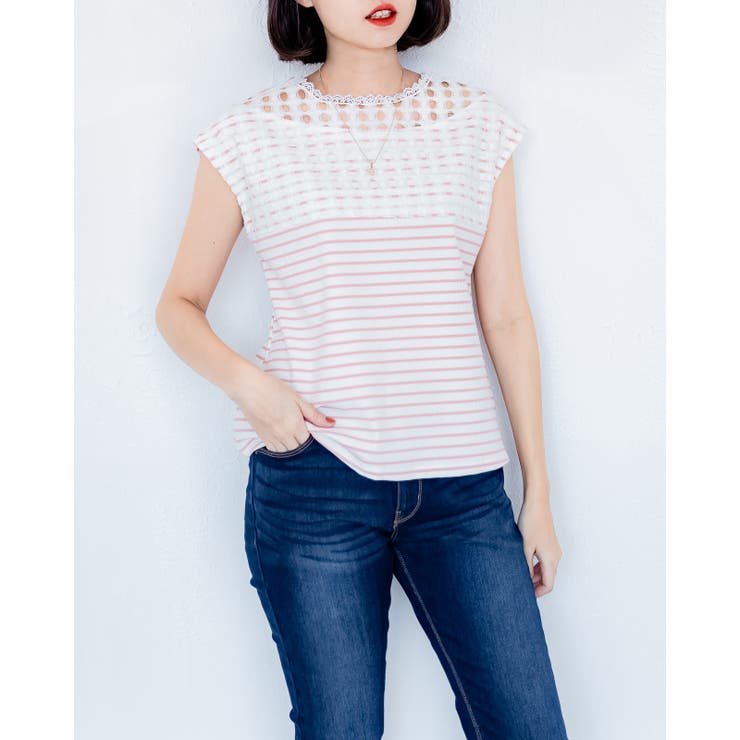 ホワイト / Fサイズ | レース２ＷＡＹカットソー レーディス ノースリーブ | Frenchic