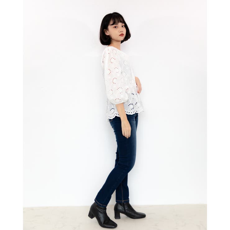 刺繍レースペプラムブラウス レーディス トップス | Frenchic | 詳細画像4 