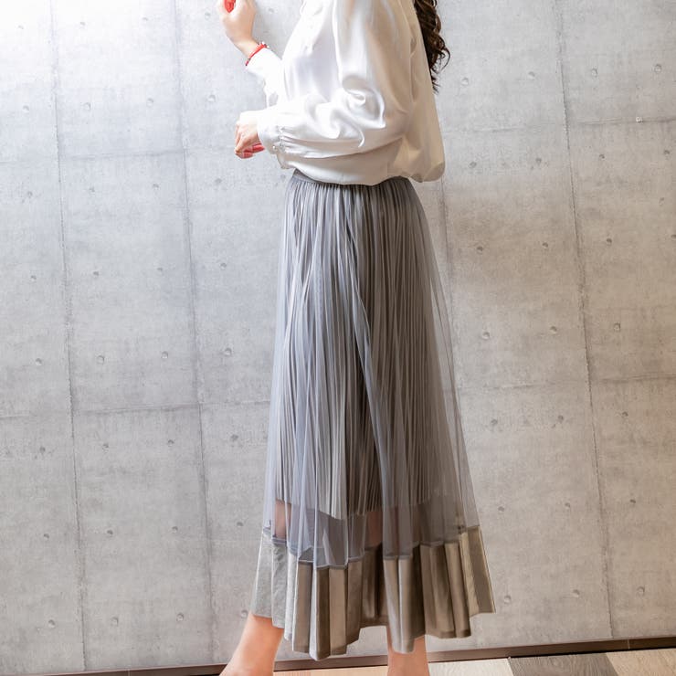 ベロア裾チュールプリーツスカート レーディス ロング | Frenchic | 詳細画像15 