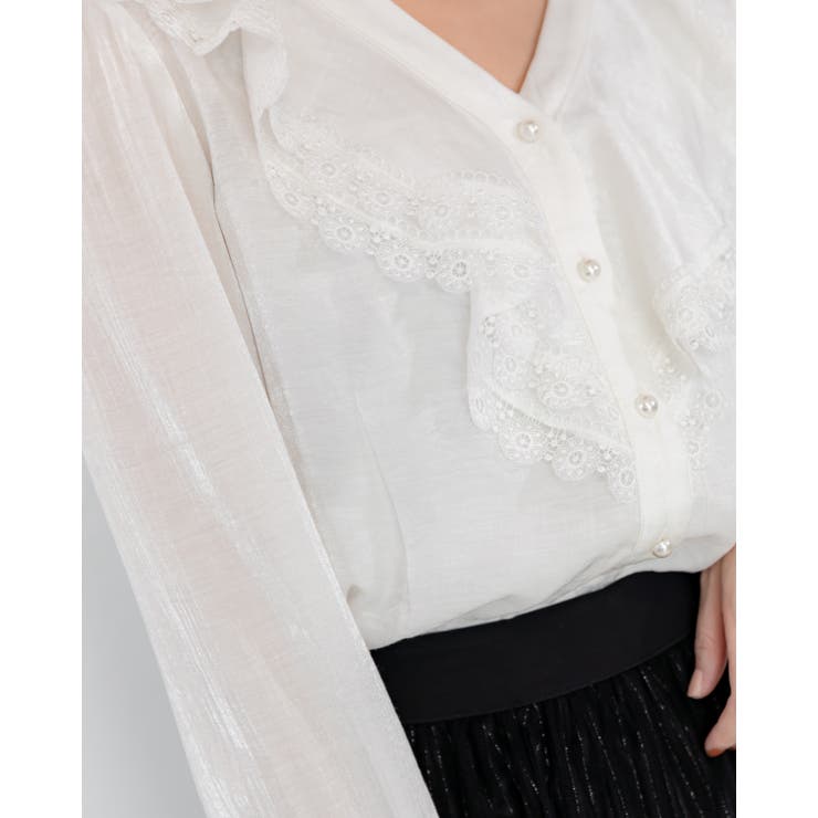 ラメ入りシルクブラウス レーディス 長袖 | Frenchic | 詳細画像5 