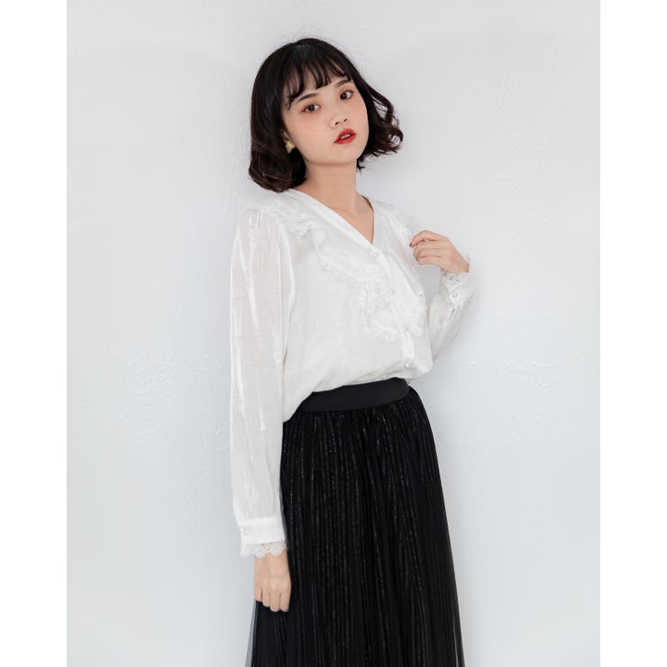 ラメ入りシルクブラウス レーディス 長袖 | Frenchic | 詳細画像9 