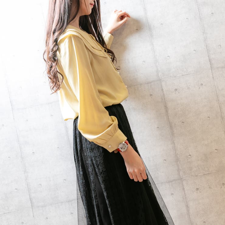 大襟パールボタンブラウス 春夏秋冬 オールシーズン | Frenchic | 詳細画像14 