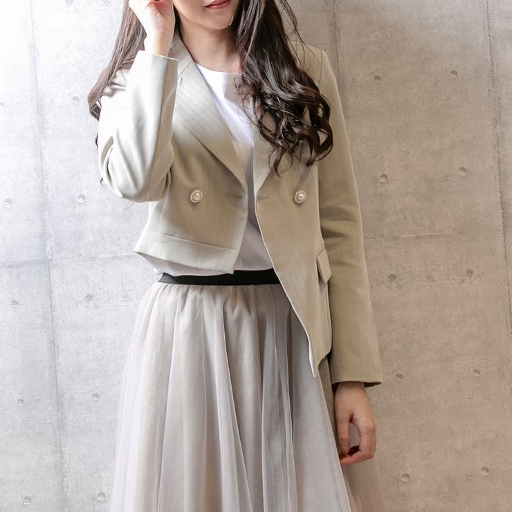 慈雨　ベージュ アシンメトリー ジャケット OSMOSIS｜ノーカラーアシンメトリージャケット | Rakuten Fashion(楽天