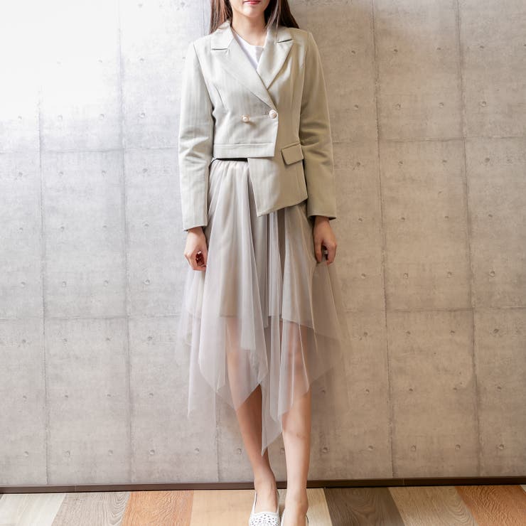 【美品】priveve プリヴェヴェ　シアーアシンメトリージャケット アシンメトリージャケット レーディス アウター[品番