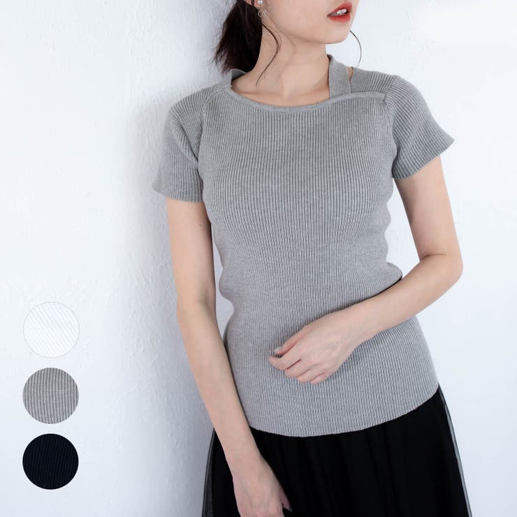 リブニット半袖カットソー レーディス 半袖 | Frenchic | 詳細画像1 