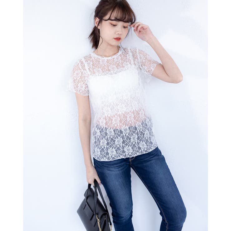 ホワイト | 総レーストップス レーディス レース | Frenchic
