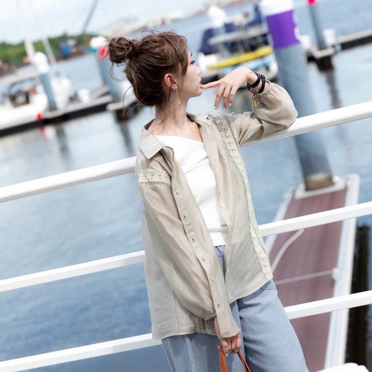 レースシャツブラウス レディース 長袖 | Frenchic | 詳細画像1 