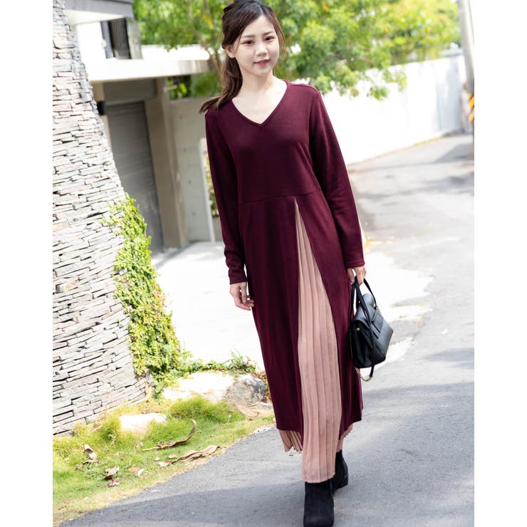 美品✨エポカ 定価6万 リュテックス プリーツドッキングワンピース