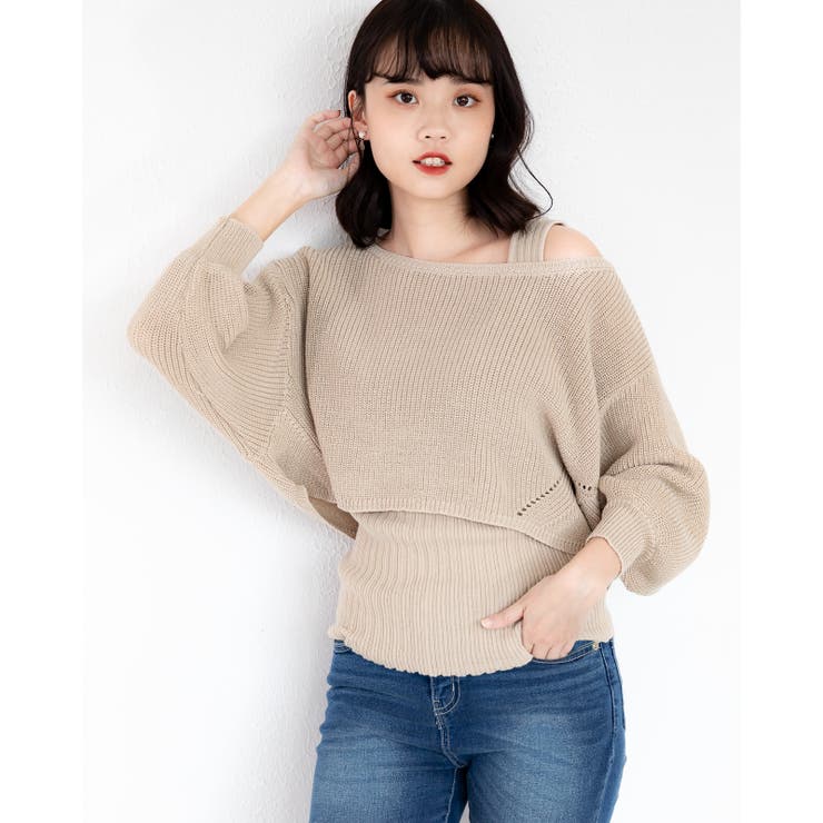 ベージュ | ニットーカットソー インナー付き レーディス | Frenchic