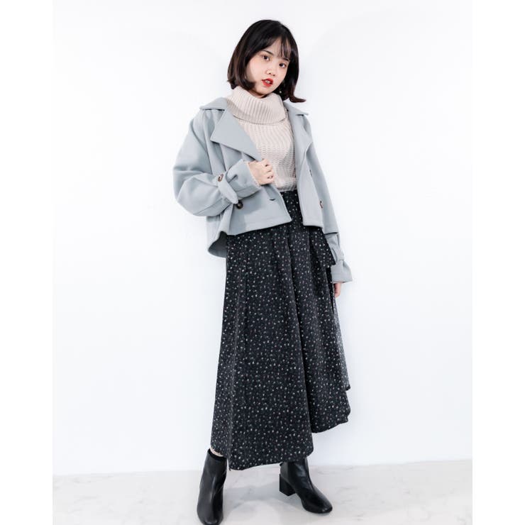 ブラック | 小花コーデュロイスカート レーディス 花柄 | Frenchic