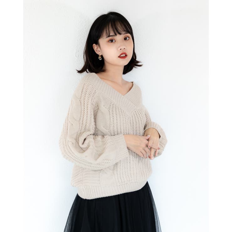 Ｖネックニットトップス レーディス 長袖 | Frenchic | 詳細画像3 