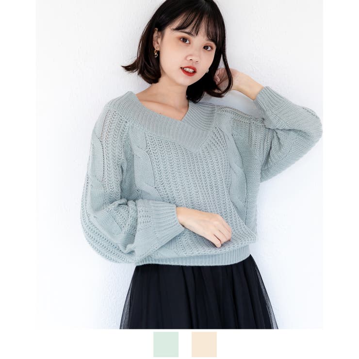 Ｖネックニットトップス レーディス 長袖 | Frenchic | 詳細画像1 
