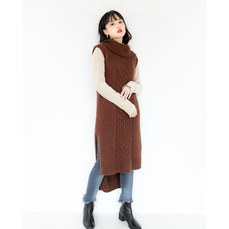 美品✨カナ ベルスリーブ前後2wayワンピース ノースリーブ ブラウン