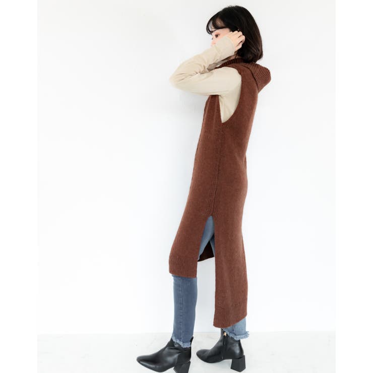 ブラウン | ノースリーブ ワンピース レーディス ワンピース  セーター 春 夏 秋 冬 | Frenchic