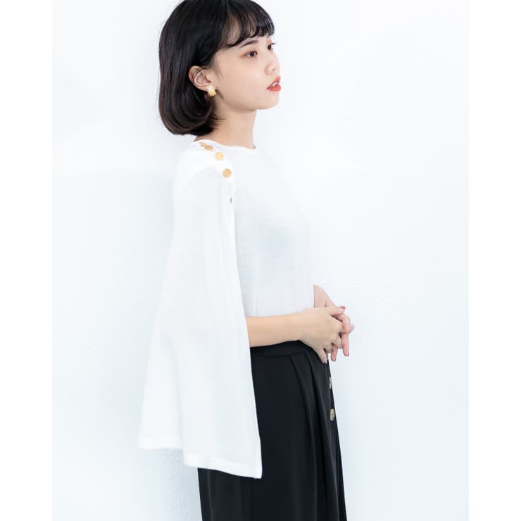 bitnabi 授乳チャック付きマントトップス シャンクボタン付きマントニット レーディス トップス[品番